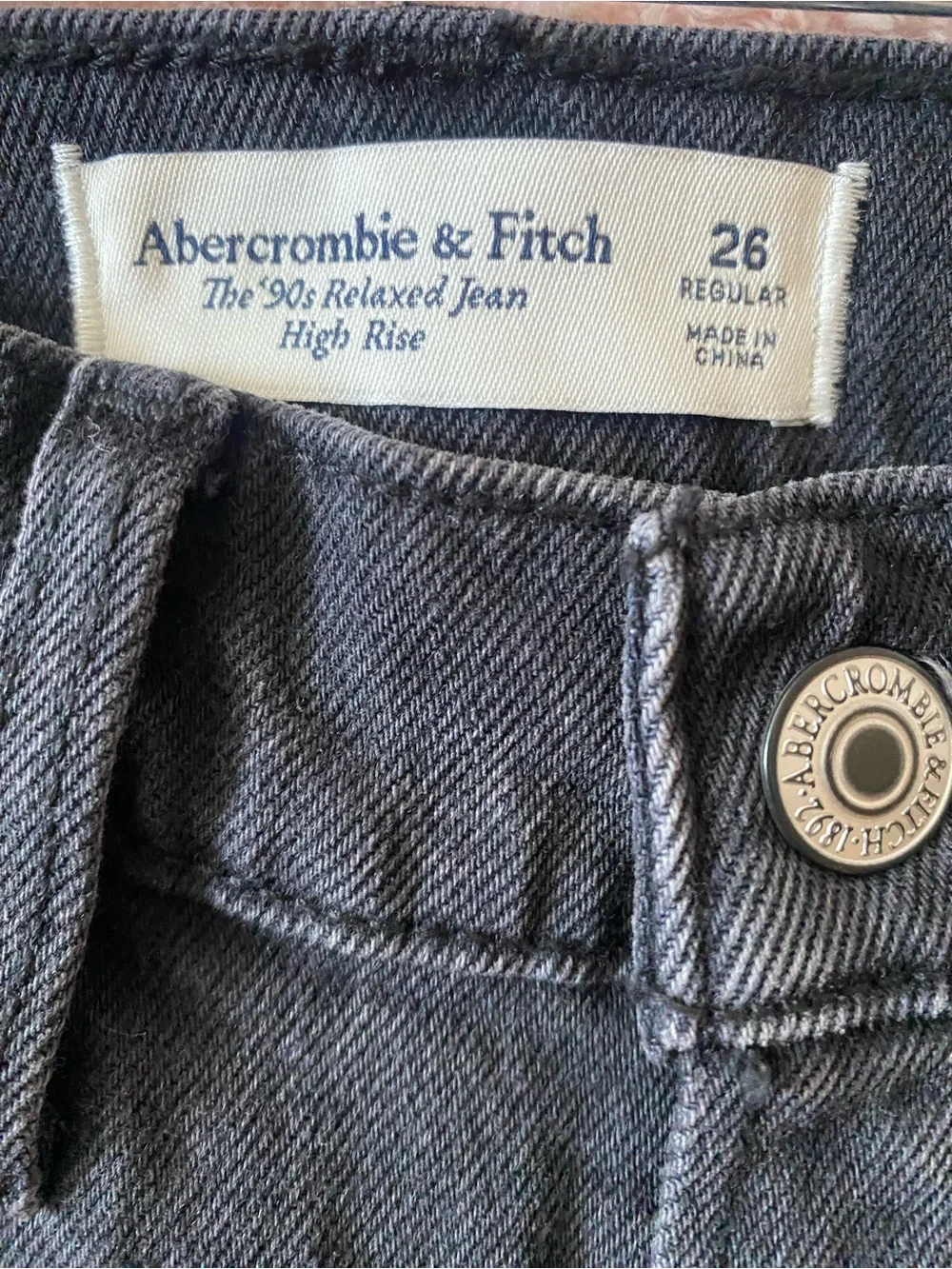 Abercrombie & Fitch Black Straight-Leg Jeans with Silver Stud Trim